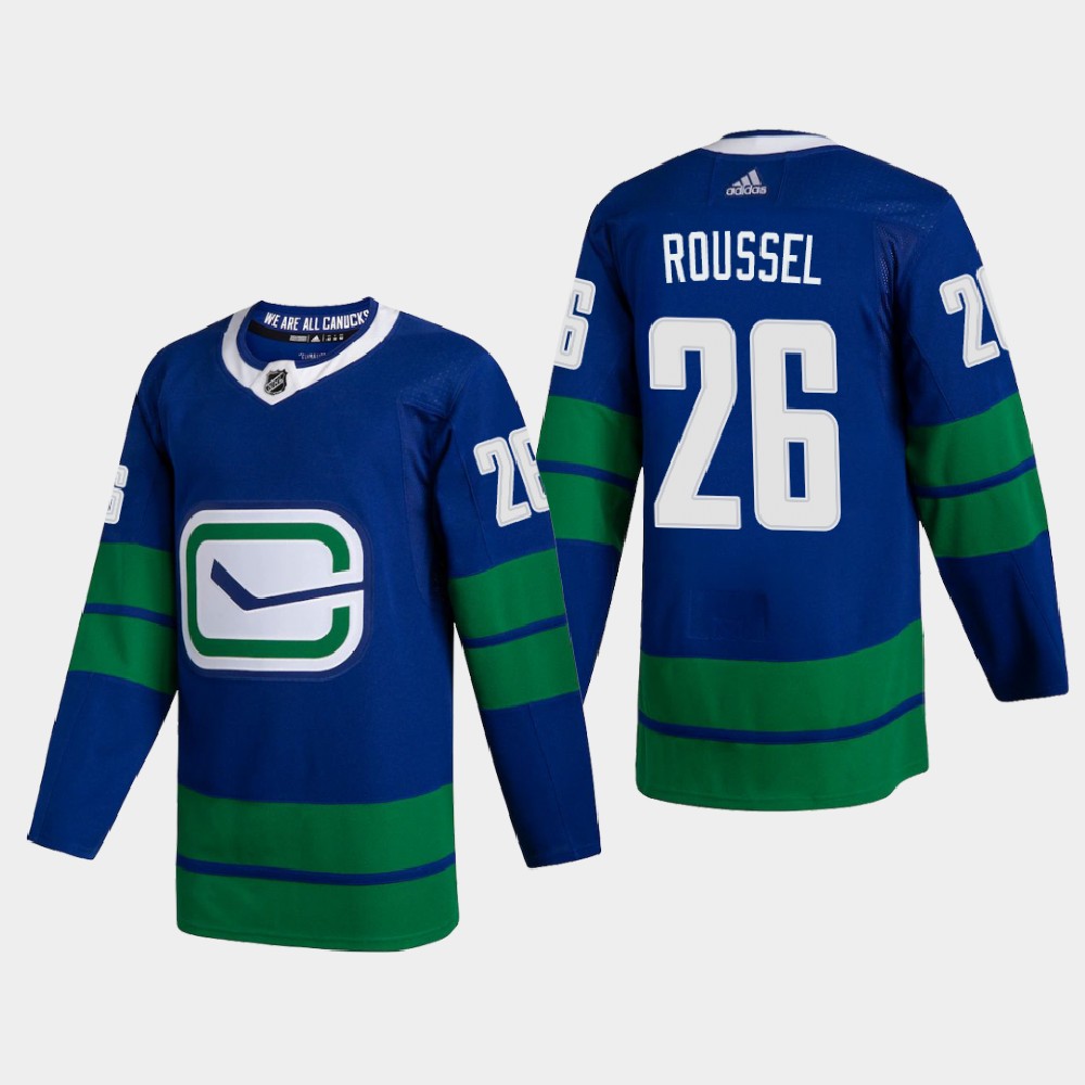 Vancouver Canucks #26 Antoine Roussel Men Adidas 2020 Authentic Player Alternate Stitched NHL Jersey Blue